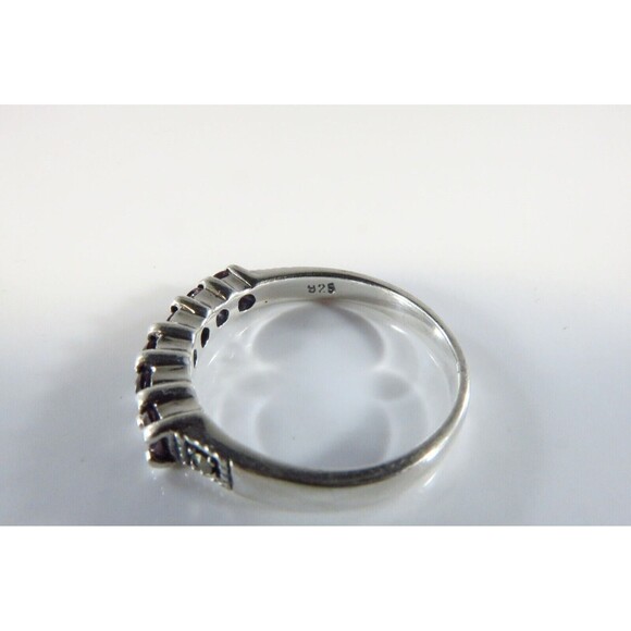 Sterling Silver Stackable Purple Glass Marcasite Accented Band Ring Size 7.25 - Picture 5 of 7